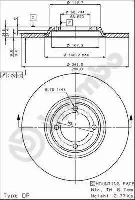 Диск тормозной BS7092 BRECO