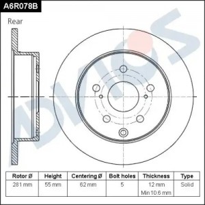 Диск тормозной A6R078B ADVICS