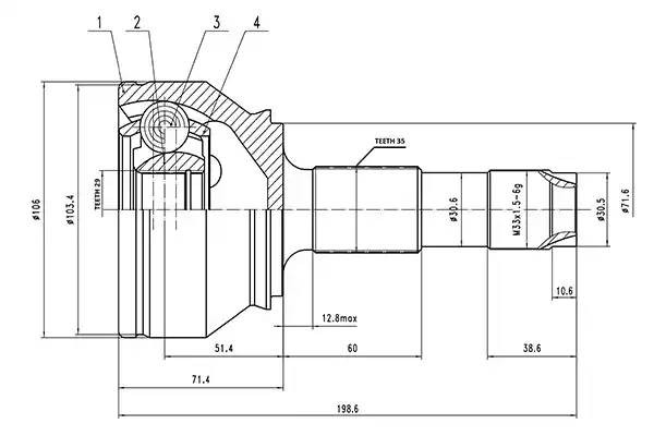 Вал привода колеса в сборе с ШРУСами AW1510092 AYWI PARTS