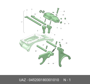 Крышка механизма переключения раздаточной коробки 045200180301010 UAZ UAZ