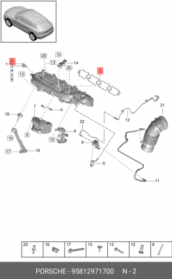 Прокладка впускного коллектора 95812971700 PORSCHE