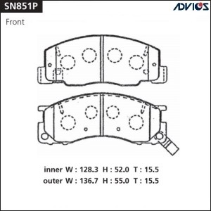 Колодки тормозные дисковые SN851P ADVICS