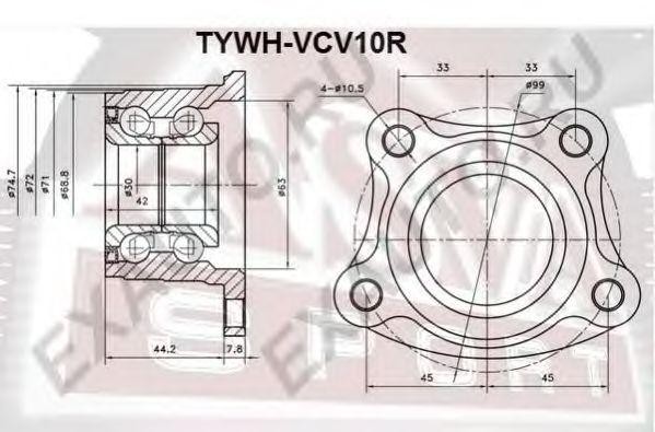 Подшипник ступицы колеса со ступицей (комплект) TYWH-VCV10R ASVA
