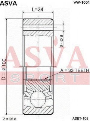 ШРУС VW-1001 ASVA