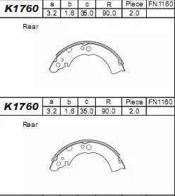 Колодки тормозные барабанные K1760 ASIMCO