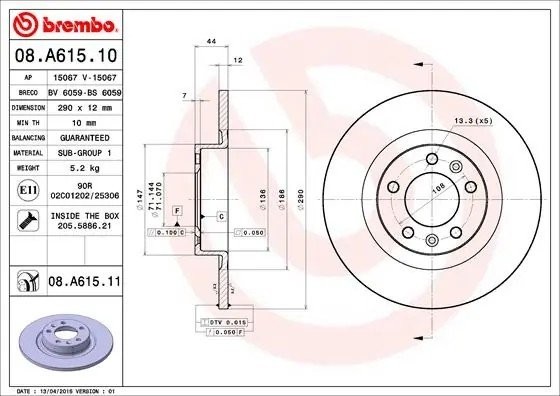 Диск тормозной BS6059 BRECO