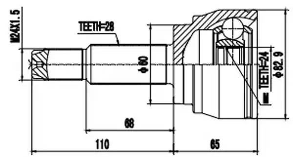 Вал привода колеса в сборе с ШРУСами AW1510812 AYWI PARTS