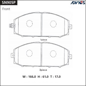Колодки тормозные дисковые SN905P ADVICS