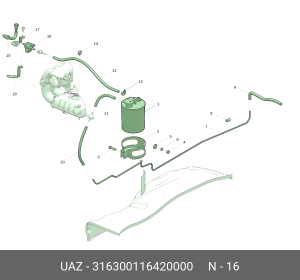 Клапан продувки адсорбера 316300116420000 UAZ UAZ