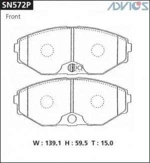 Колодки тормозные дисковые SN572P ADVICS