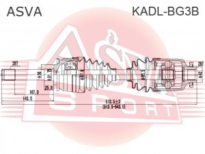 Вал привода колеса в сборе с ШРУСами KADLBG3B ASVA