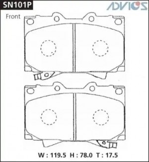 Колодки тормозные дисковые SN101P ADVICS