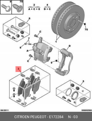 Колодки тормозные дисковые E172284 CITROEN