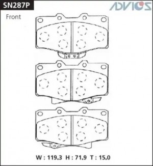 Колодки тормозные дисковые SN287P ADVICS