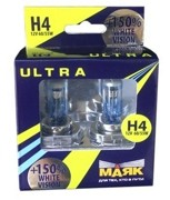 Лампа 12V H4 60/55W +150% P43t Маяк ULTRA 2 шт. DUOBOX 82420WV+150NEW MAYAK