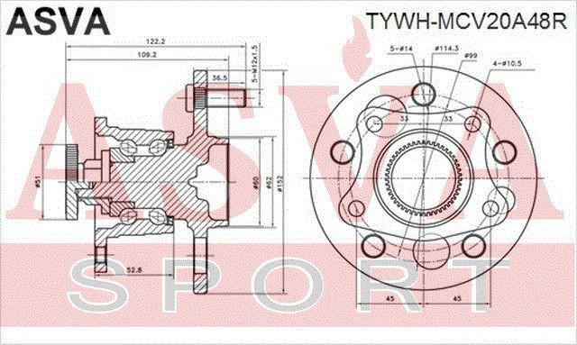 Ступица колеса TYWH-MCV20A48R ASVA