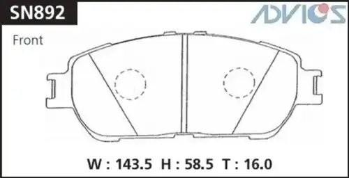 Колодки тормозные дисковые SN892 ADVICS