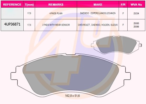 Колодки тормозные дисковые 4UP36871 4U