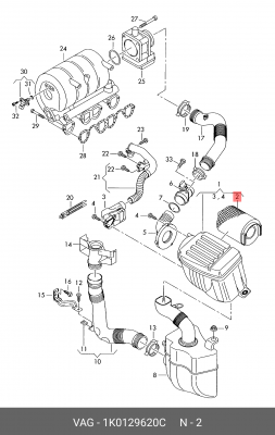 Фильтр воздушный 1K0 129 620 C VAG