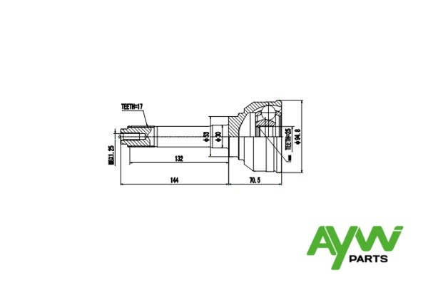 Вал привода колеса с ШРУСом AW1510055 AYWI PARTS