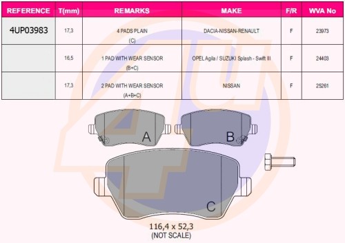 Колодки тормозные дисковые 4UP03983 4U
