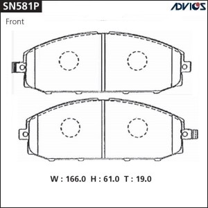Колодки тормозные дисковые SN581P ADVICS