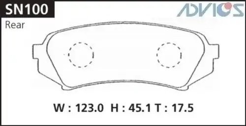 Колодки тормозные дисковые SN100 ADVICS