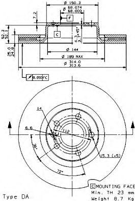 Диск тормозной BS8550 BRECO