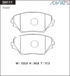Колодки тормозные дисковые SN111 ADVICS