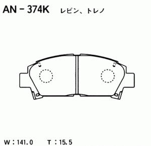 Колодки тормозные дисковые AN374K AKEBONO
