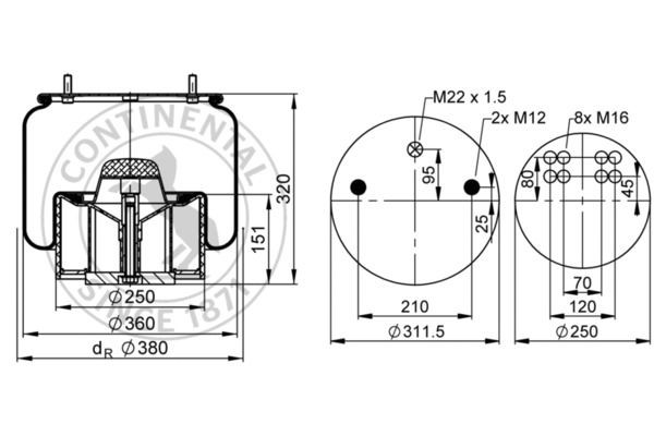 Баллон пневматической подвески 4881 N P30 CONTITECH