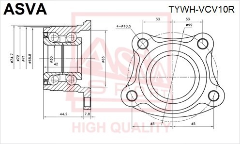 Подшипник ступицы колеса со ступицей (комплект) TYWH-VCV10R ASVA
