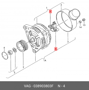 Реле регулятор напряжения генератора 038 903 803 F VAG