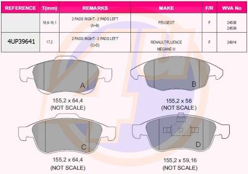 Колодки тормозные дисковые 4UP39641 4U