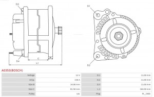 Генератор A0353BOSCH AS PL