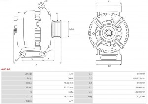 Шкив генератора A0146 AS PL