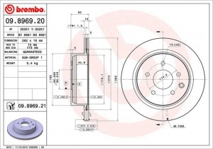 Диск тормозной 09.8969.20 BREMBO