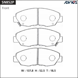 Колодки тормозные дисковые SN852P ADVICS