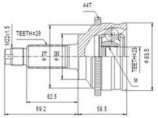 Вал привода колеса в сборе с ШРУСами AW1510885A AYWI PARTS