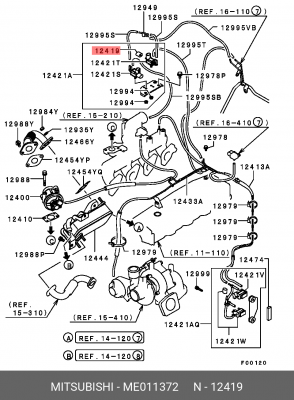 Клапан рециркуляции выхлопных газов EGR ME011372 FUSO