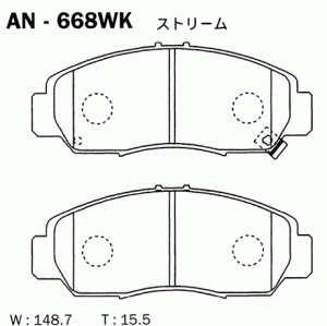 Колодки тормозные дисковые AN668WK AKEBONO