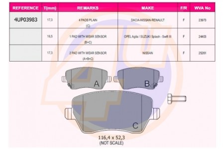 Колодки тормозные дисковые 4UP03983 4U