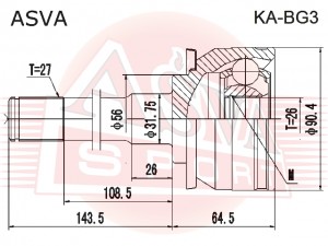 Вал привода колеса в сборе с ШРУСами KA-BG3 ASVA