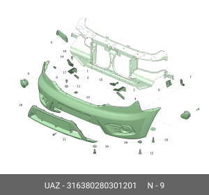 Бампер передний 316380280301201 UAZ UAZ