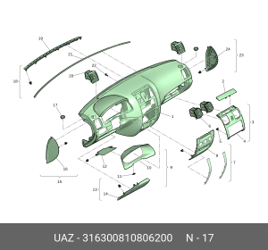 Облицовка воздуховода обогрева бокового стекла УАЗ 3163   Новинка!!!! 316300810806200 UAZ UAZ