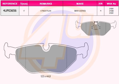 Колодки тормозные дисковые 4UP03656 4U