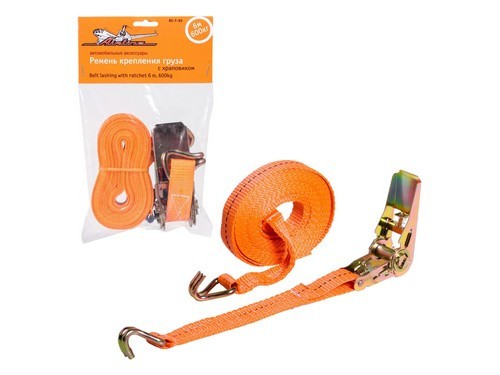 РЕМЕНЬ КРЕПЛЕНИЯ ГРУЗА С ХРАПОВИКОМ 6 М, 600 КГ AS-T-03 AIRLINE