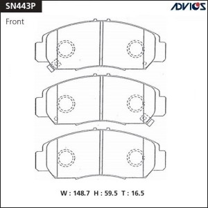 Колодки тормозные дисковые SN443P ADVICS