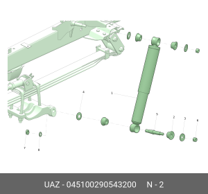 Сайлентблок - втулка амортизатора подвески 045100290543200 UAZ UAZ