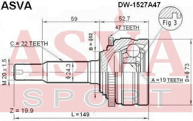 ШРУС DW-152A47 ASVA